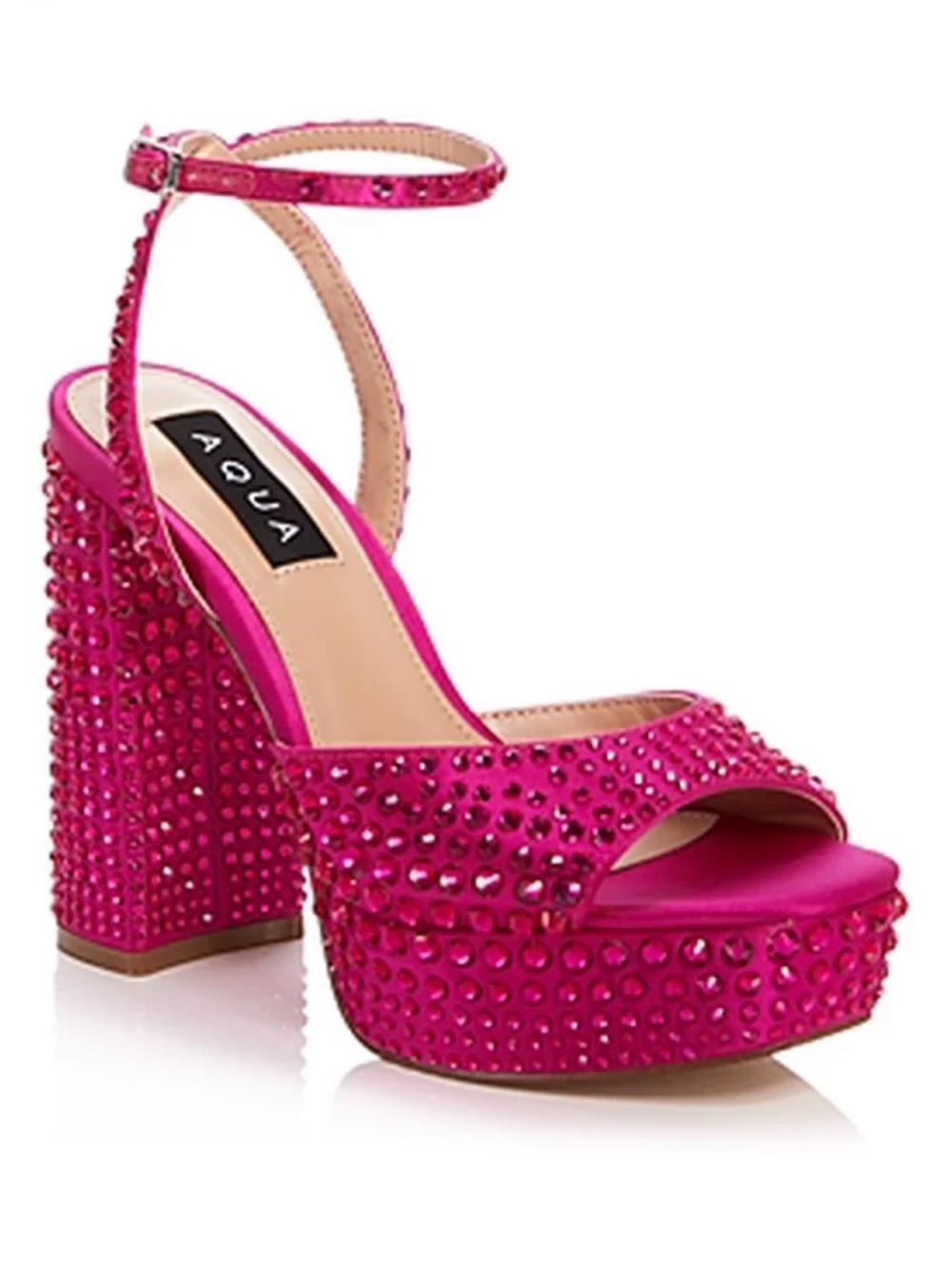 Aqua Fuchsia Crystal Embellished Platform Sandal